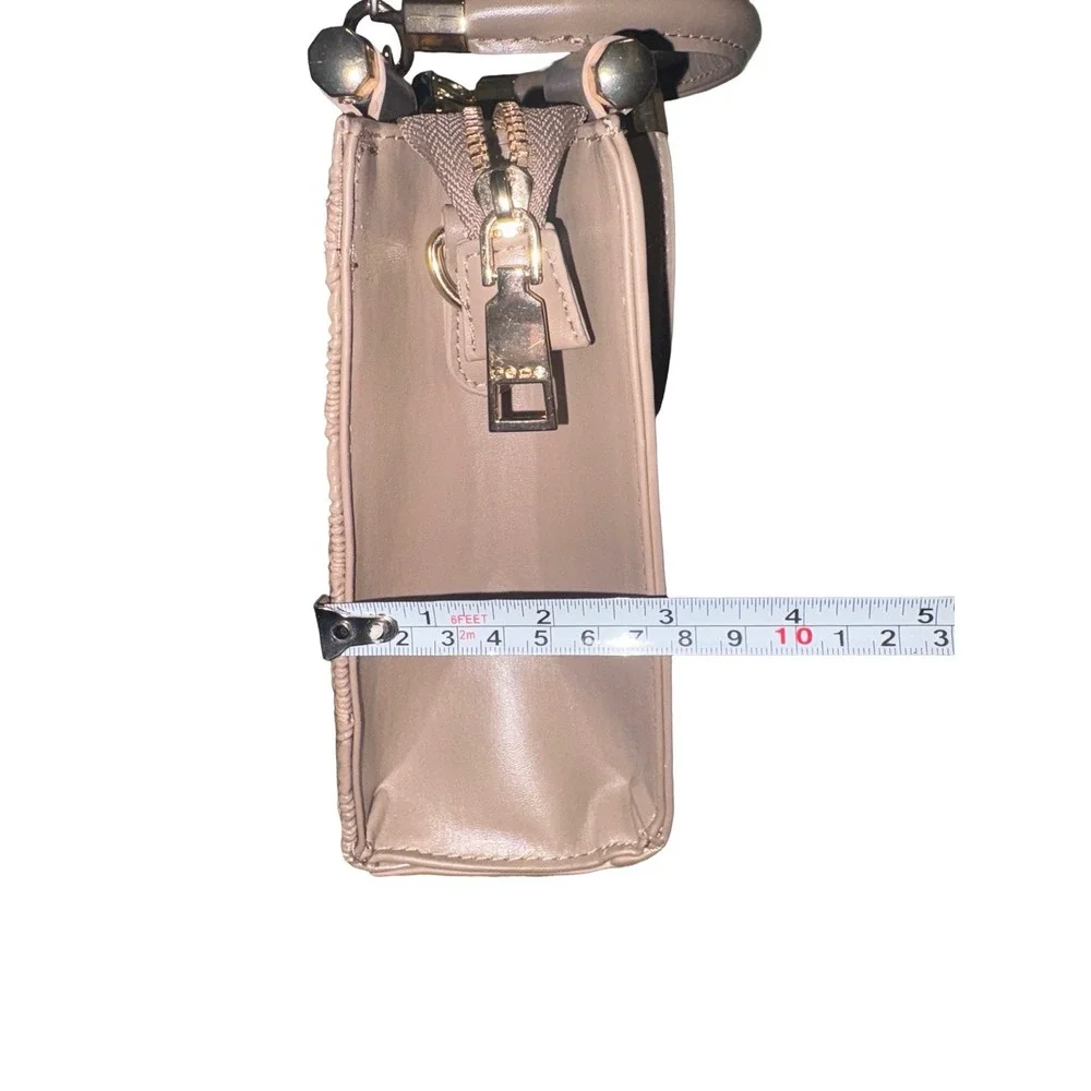 Bebe Nola Satchel‎ Taupe Gold Zipper Classy Handbag Cocktail Party